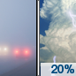 Friday: A 20 percent chance of showers and thunderstorms after noon.  Areas of dense fog before 9am.  Otherwise, mostly cloudy, with a high near 78. Southeast wind 5 to 10 mph. 