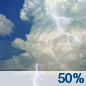 Saturday: A 50 percent chance of showers and thunderstorms.  Partly sunny, with a high near 74. Breezy, with a south wind 10 to 15 mph becoming north 18 to 23 mph in the morning. Winds could gust as high as 31 mph. 
