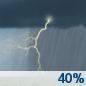 Monday: A 40 percent chance of showers and thunderstorms, mainly after 1pm.  Cloudy, with a high near 68. North northeast wind around 10 mph, with gusts as high as 20 mph. 